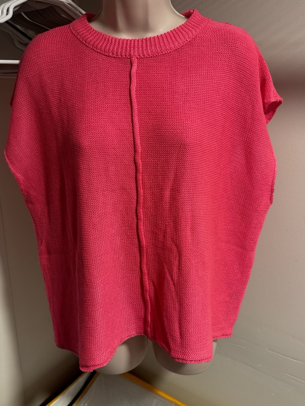 Bright Pink Knit Sleeveless Pullover